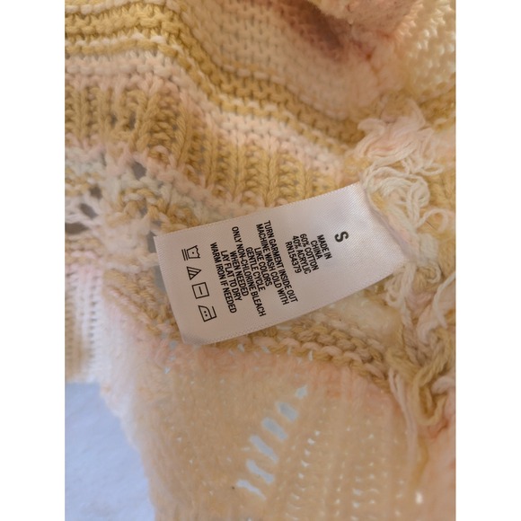 Aeropostale Womens Small Cropped Tie Front Cardigan Striped Pointelle Knit Pink - Picture 7 of 9